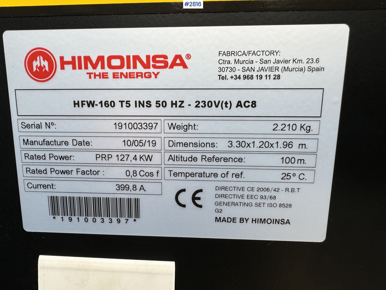 2018 Himoinsa generator set – Finanzierungsleasing 2018 Himoinsa generator set: das Bild 11