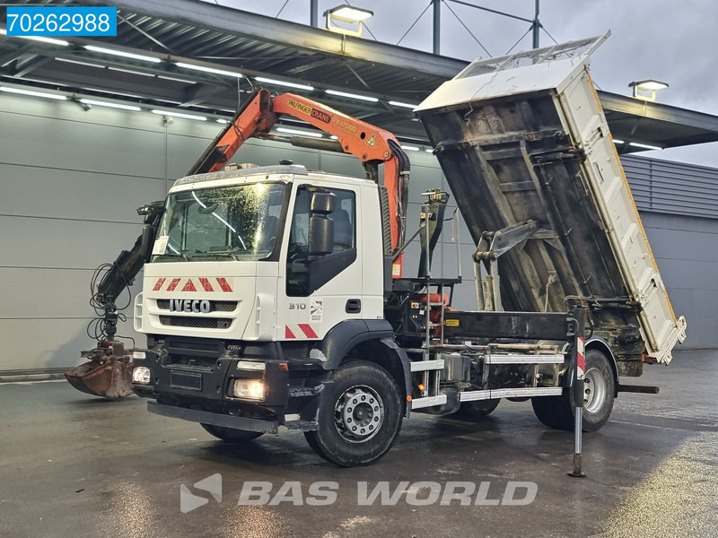 Kipper, Autokran Iveco Trakker 310 4X2 Palfinger PK12000 Kran 2-way Tipper Manual Euro 4: das Bild 11